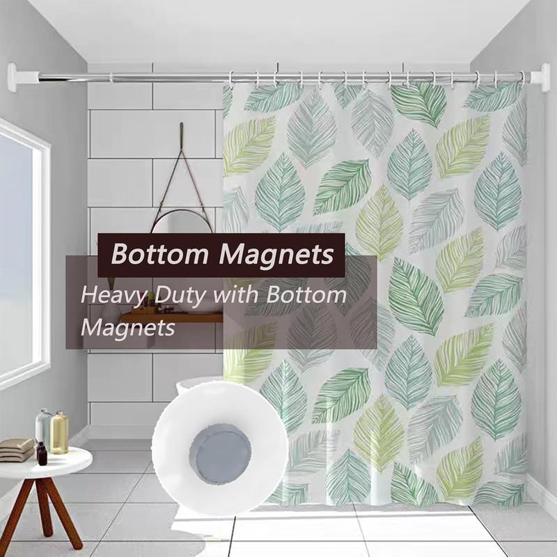 TIKABC Shower Curtain Liner, 4G PEVA Shower Liner, Plastic Waterproof Shower Curtains, with Grommet Holes and 3 Magnetic Weights(Colored Leaves) - Image 2